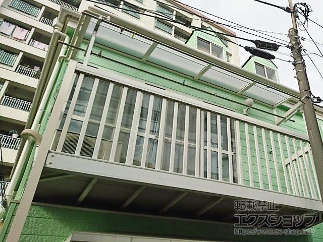 東京都北区ののバルコニー・ベランダ屋根 スピーネ R型 ルーフタイプ 単体 積雪〜20cm対応 施工例