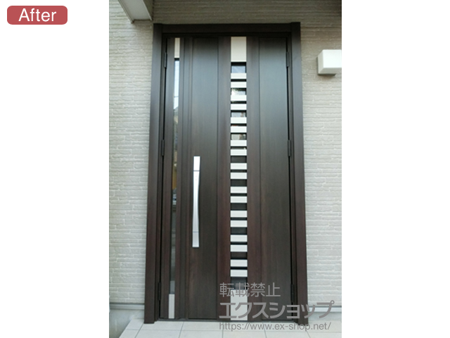 茨城県つくば市のLIXIL リクシル（トステム）の玄関ドア リシェント玄関ドア3 断熱K4仕様 親子仕様(ランマ無)R G82型 ※タッチキー(リモコンタイプ)仕様 施工例