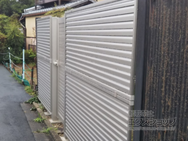 京都府京都市のの門扉 シンプレオ門扉5型 横目隠し 片開き 高尺タイプ 門柱使用 施工例