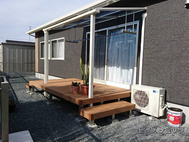 大分県豊後高田市ののウッドデッキ リウッドデッキ 200＋側面段床 施工例