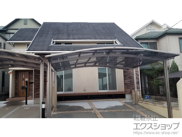 広島県広島市ののカーポート ネスカR (ラウンドスタイル) ワイド 積雪〜20cm対応 施工例