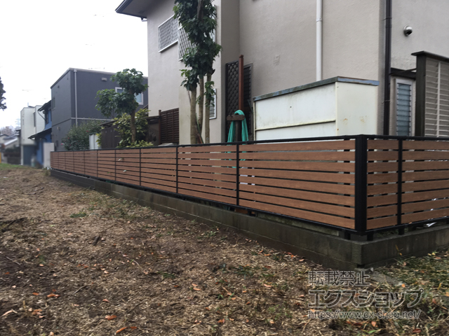 茨城県つくば市ののフェンス・柵 モクアルフェンス 横板タイプ 自由柱施工 施工例