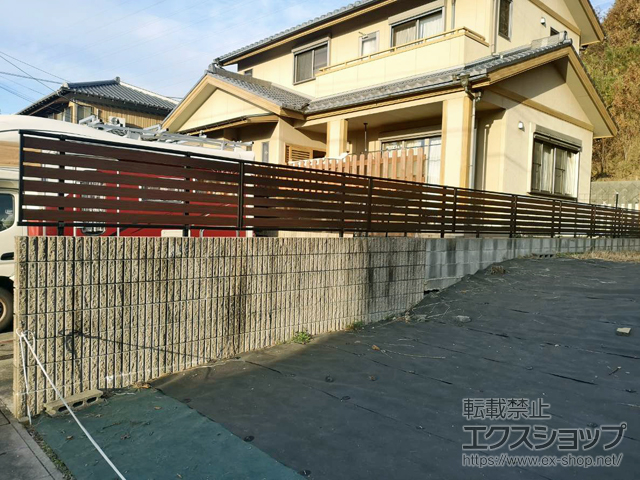 三重県四日市市ののフェンス・柵 モクアルフェンス 横板タイプ 自由柱施工 施工例