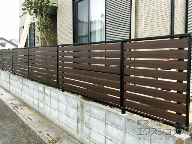 埼玉県南埼玉郡宮代町ののフェンス・柵 モクアルフェンス 横板タイプ 自由柱施工 施工例