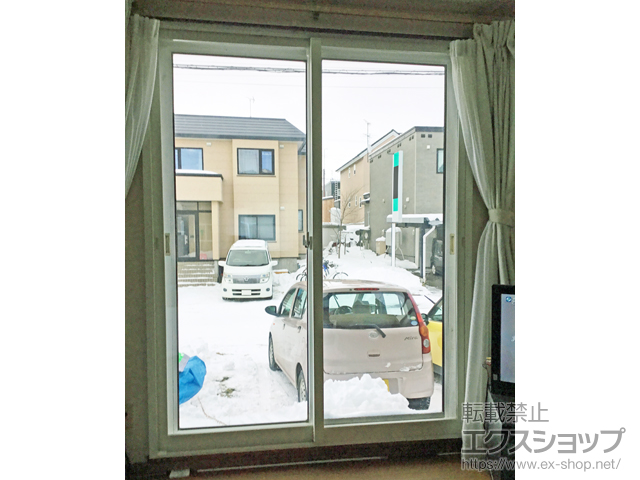 北海道北広島市のの玄関ドア、二重窓（内窓） インプラス ダストバリア仕様 引違い窓 2枚建 施工例