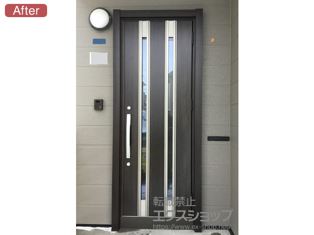 北海道北広島市のの玄関ドア、二重窓（内窓） リシェント玄関ドア3 断熱K2仕様 手動 片開き仕様(ランマ無)R M24型 施工例