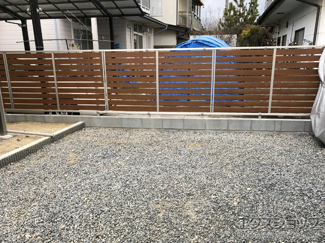 長野県長野市ののフェンス・柵 ルシアスフェンスF04型 横板 複合カラー 自由柱施工 施工例