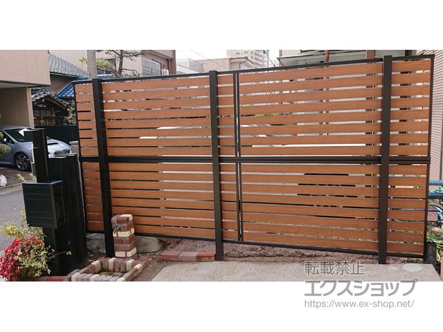 愛知県名古屋市ののフェンス・柵 モクアルフェンス 横板タイプ 2段支柱 自立建て用（パネル2段） 施工例