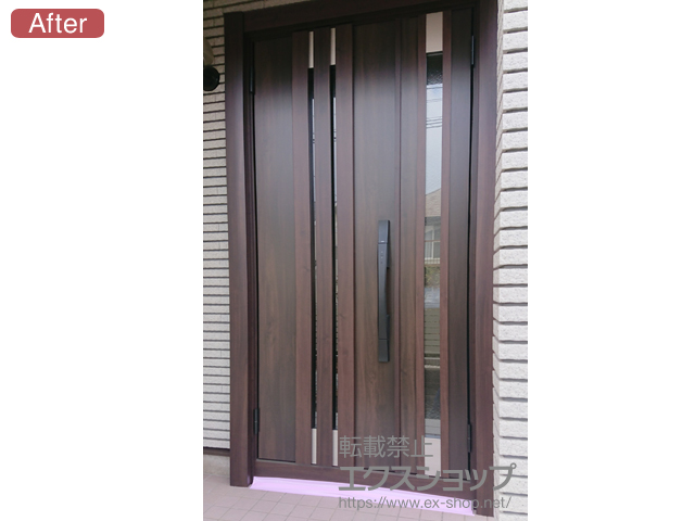 福岡県北九州市のLIXIL リクシル（トステム）の玄関ドア リシェント玄関ドア3 断熱K4仕様 親子仕様(ランマ無)L M27型 ※タッチキー(リモコンタイプ)仕様 施工例