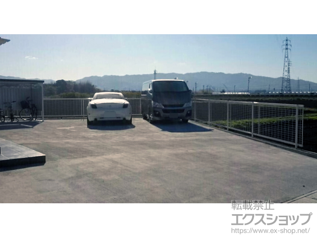 福岡県筑後市ののフェンス・柵 シンプレオフェンスM1型 横井桁メッシュ 自由柱 施工例