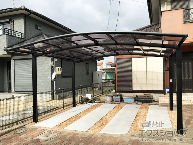 広島県尾道市ののカーポート ネスカR (ラウンドスタイル) ワイド 積雪〜20cm対応 施工例