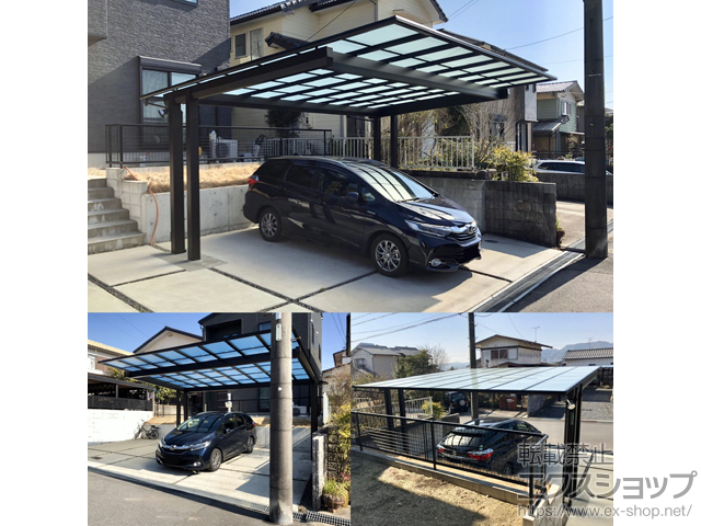 岐阜県多治見市ののカーポート エフルージュツインEX 後方支持タイプ 積雪〜20cm対応 施工例
