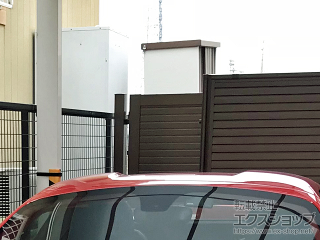 愛知県あま市のの門扉 シンプレオ門扉5型 横目隠し 片開き 門柱使用 施工例