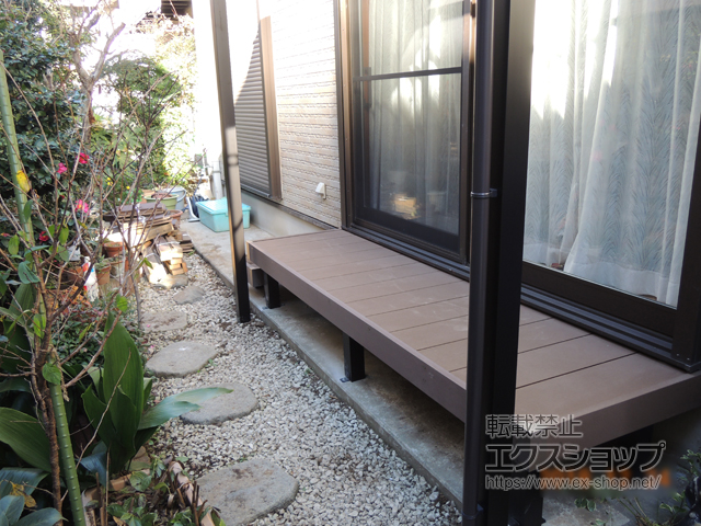 千葉県柏市ののウッドデッキ リウッドデッキ 200＋独立式　リウッド　ステップ2型 施工例