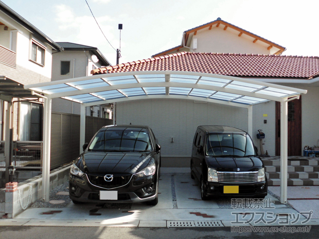 福岡県三井郡大刀洗町ののカーポート ネスカR (ラウンドスタイル) ワイド 積雪〜20cm対応 施工例