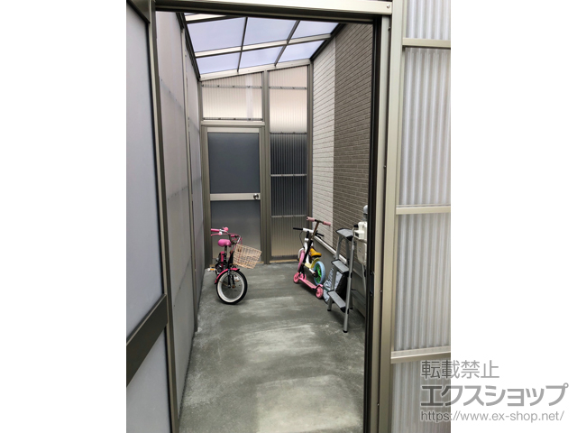 福岡県福岡市ののストックヤード スピーネストックヤードF型 波板タイプ ヤード仕様（両ドア仕様）積雪~20cm対応 施工例