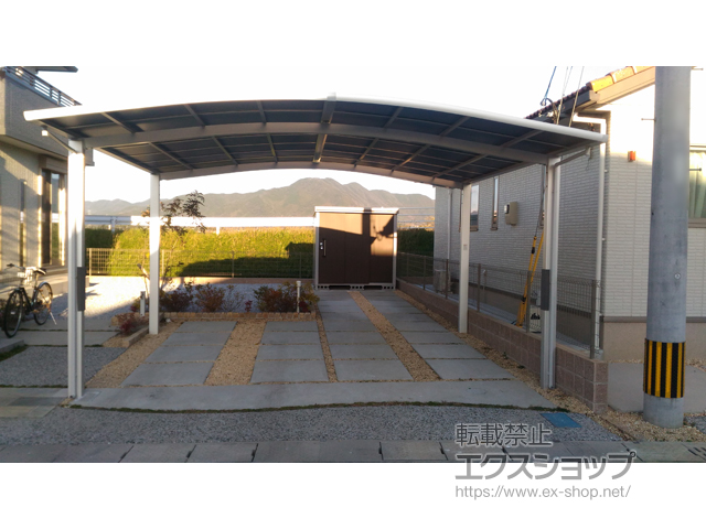 福岡県直方市ののカーポート ネスカR (ラウンドスタイル) ワイド 積雪〜20cm対応 施工例