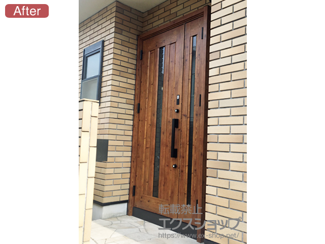 神奈川県藤沢市のLIXIL リクシル（トステム）の玄関ドア リシェント玄関ドア3 アルミ仕様 親子仕様(ランマ無)L C12N型 ※タッチキー仕様(リモコンタイプ) 幅=1,185mm 施工例