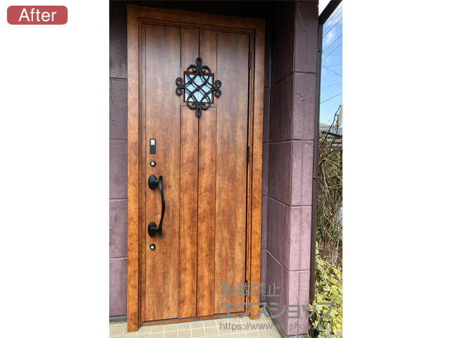 群馬県高崎市のLIXIL リクシル（トステム）の玄関ドア リシェント玄関ドア3 断熱K4仕様 片開き仕様(ランマ無)R D77型 ※タッチキー(リモコンタイプ)仕様 施工例