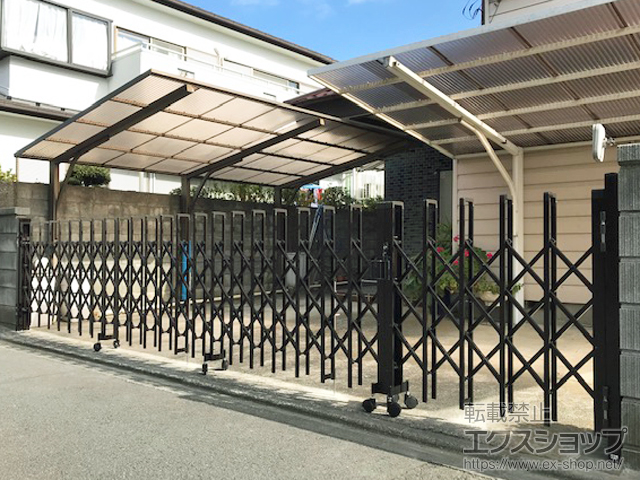 神奈川県横浜市ののカーゲート トリップゲート RC型 ノンレール 両開き親子 61WO(12S+49M) 施工例