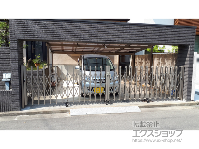 大阪府枚方市ののカーゲート アルシャインII M型 Aタイプ ノンレール 両開き 600W 施工例