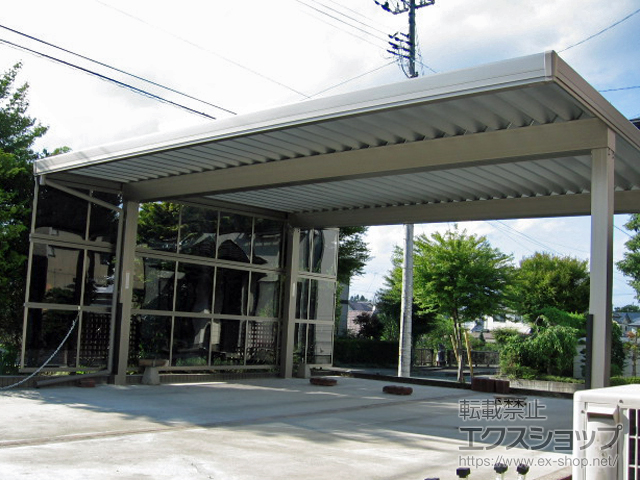 岩手県花巻市のLIXIL リクシル（トステム）のカーポート テリオスポートIII 3000 2台用 角柱4本柱 積雪〜100cm対応 施工例