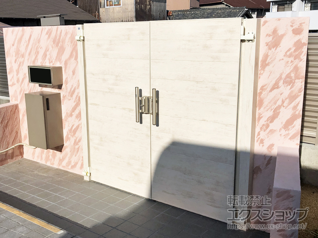 大阪府藤井寺市のの門扉 【特注】開き門扉AA YM1型 両開き マテリアルカラー 施工例