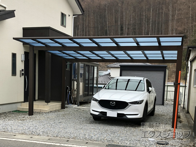 長野県塩尻市ののカーポート エフルージュ ツイン 積雪〜20cm対応 施工例