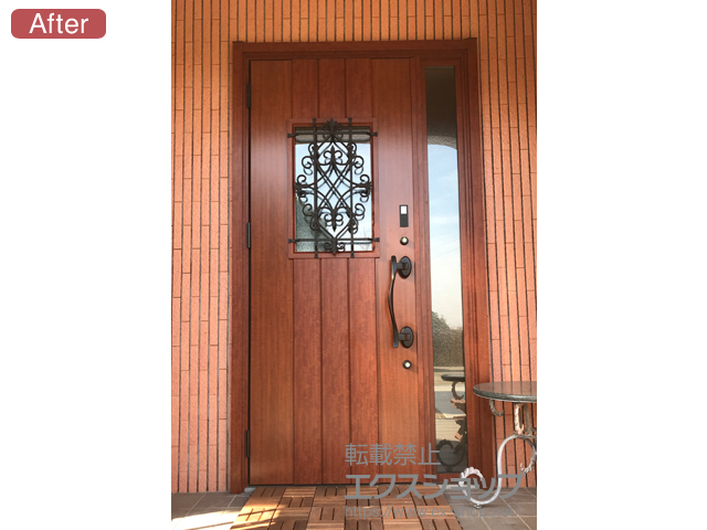 茨城県日立市のLIXIL リクシル（トステム）の玄関ドア リシェント玄関ドア3 断熱K4仕様 片袖仕様(ランマ無)L D41型 ※タッチキー(キー付リモコン)仕様 施工例