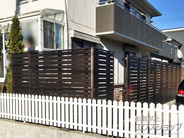 千葉県木更津市のの門扉 シンプレオ門扉9型 横粗格子 片開き 門柱使用 施工例