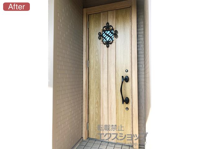 兵庫県神戸市のLIXIL リクシル（トステム）の玄関ドア リシェント玄関ドア3防火戸 断熱K4仕様 手動 片開き仕様(ランマ無)L D77型 施工例
