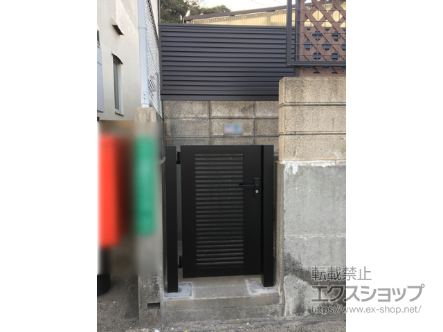 福岡県北九州市のの門扉 ライシス門扉 1型 細横桟 片開き 柱使用 施工例