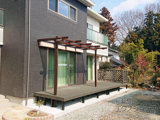 福島県南相馬市ののテラス屋根 サザンテラス (パーゴラ仕様) テラスタイプ 単体 サンシェードカーテン付き 施工例