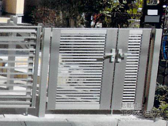 東京都練馬区のの門扉 ライシス門扉 1型 細横桟 両開き親子 柱使用 施工例