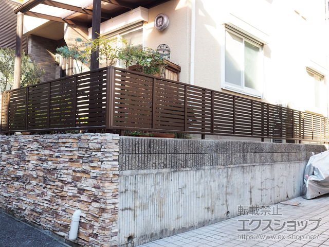 兵庫県神戸市ののフェンス・柵 シンプレオフェンス3型 横太格子 自由柱施工 施工例