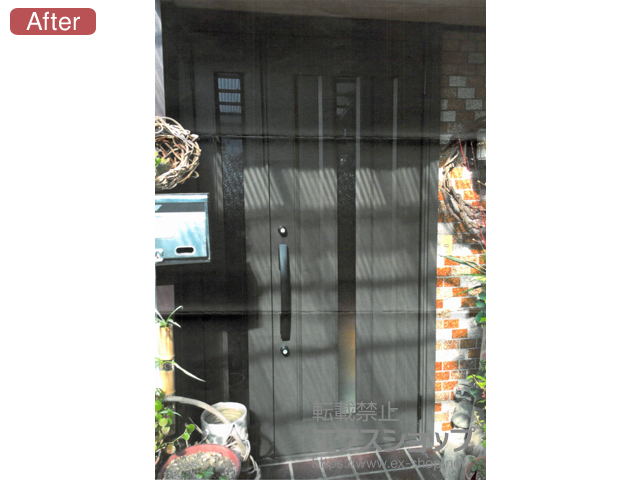 三重県津市のLIXIL リクシル（トステム）の玄関ドア リシェント玄関ドア3 アルミ仕様 手動 親子仕様(ランマ無)R C12N型 施工例