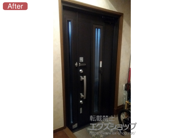 千葉県長生郡長生村のLIXIL リクシル（トステム）の玄関ドア リシェント玄関ドア3 断熱K4仕様 親子仕様(ランマ無)L M84型 ※カザスプラス仕様 施工例