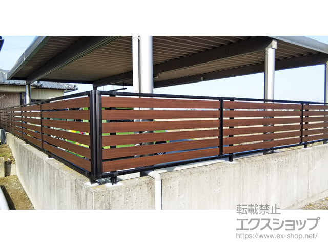 岐阜県羽島市ののフェンス・柵 モクアルフェンス 横板タイプ 自由柱施工 施工例