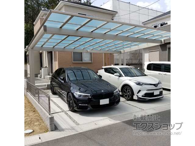奈良県奈良市ののカーポート エフルージュツインEX 後方支持タイプ 積雪〜20cm対応 施工例