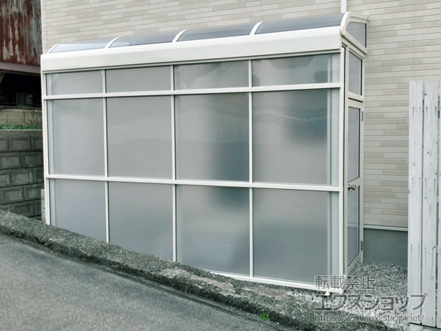 山口県長門市ののストックヤード スピーネストックヤードR型 パネルタイプ ヤード仕様 積雪〜20cm対応 施工例