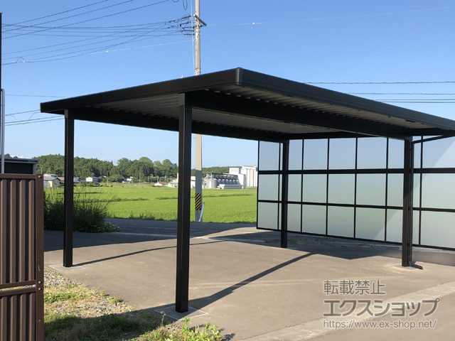 岩手県奥州市のLIXIL リクシル（トステム）のカーポート テリオスポートIII 1500 2台用 角柱4本柱 積雪〜50cm対応 施工例