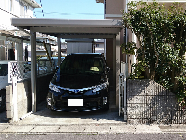 滋賀県大津市ののカーポート ジーポートneo Aタイプ 角柱4本柱 積雪〜100cm対応 施工例