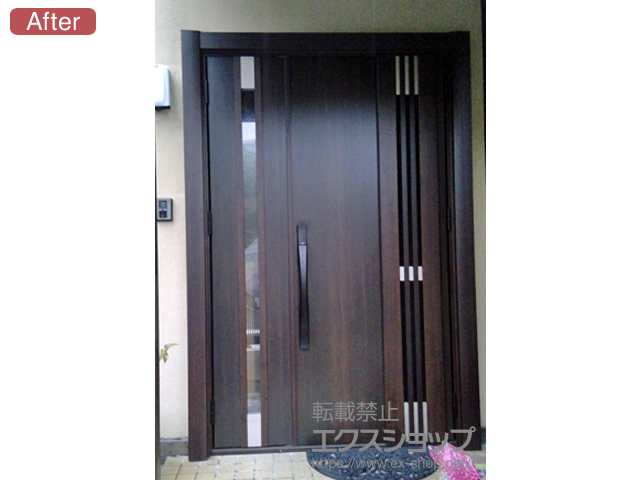 鹿児島県鹿児島市のLIXIL リクシル（トステム）の玄関ドア リシェント 玄関ドア3 断熱K4仕様 親子仕様(ランマ無)R M83型 ※カザスプラス仕様 施工例