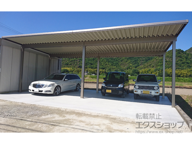 兵庫県加古川市ののカーポート G-1SS 積雪〜50cm対応 4台用 間口連結 角柱6本仕様 スタンダートタイプ 施工例