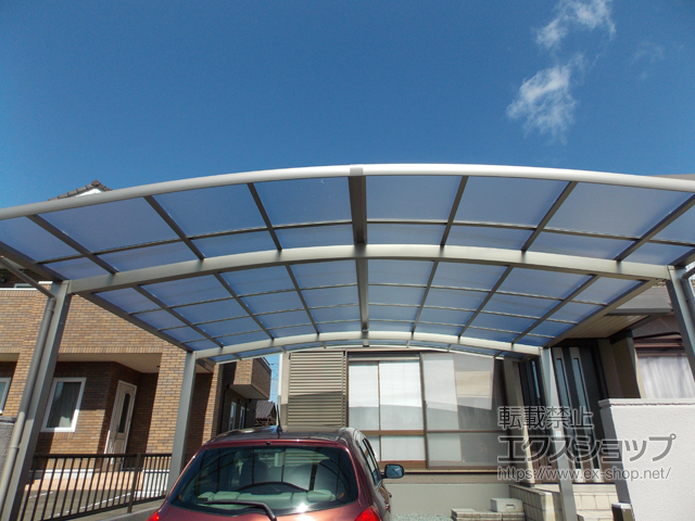 宮城県仙台市ののカーポート ネスカR (ラウンドスタイル) ワイド 積雪〜20cm対応 施工例