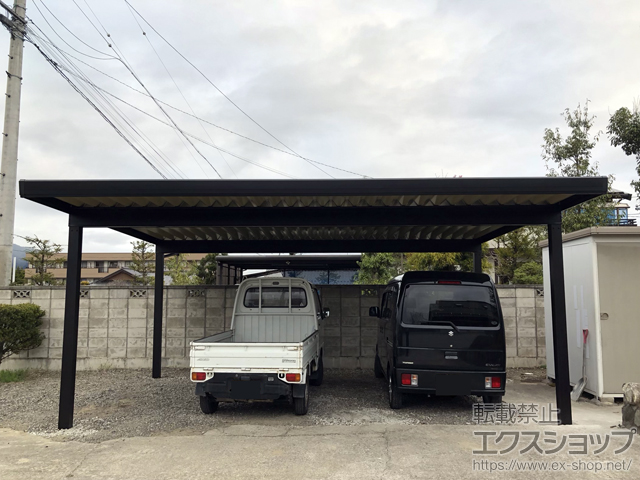 長野県安曇野市ののカーポート テリオスポートIII 1500 2台用 角柱4本仕様 積雪〜50cm対応 施工例