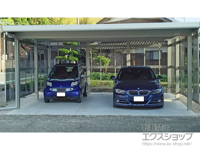 京都府京丹後市ののカーポート ジーポートneo  2台用 角柱4本仕様 積雪〜100cm対応 施工例