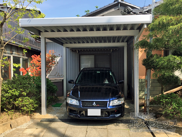 石川県小松市ののカーポート ジーポートneo Aタイプ 角柱4本柱 積雪〜100cm対応 施工例