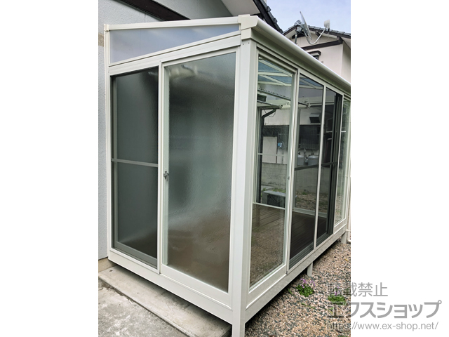 福岡県京都郡苅田町ののテラス囲い・サンルーム サニージュ F型 床納まり ランマ無 積雪〜20cm対応 施工例