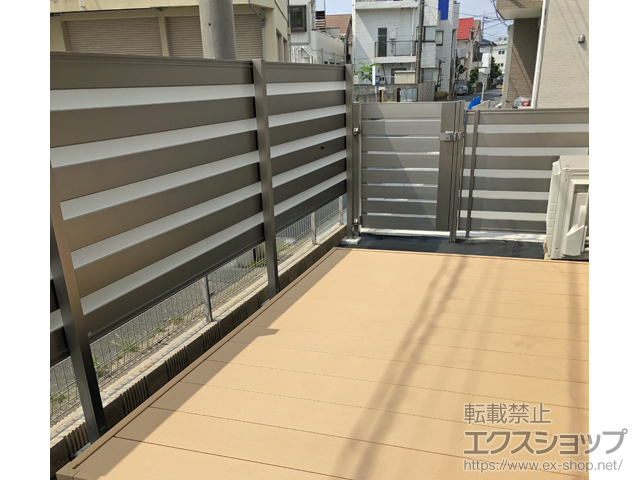 千葉県市川市ののフェンス・柵 フレイナフェンス YP型 形材タイプ フリー支柱タイプ 多段支柱（パネル2段） 施工例